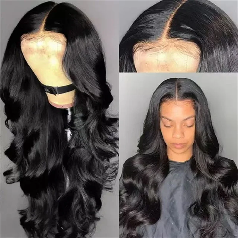 HD Lace Front Wig 100% Vietnamese Human Hair Body Wave 13x4 Lace Frontal Wigs Bleached Knots 180% Density Natural Black Color