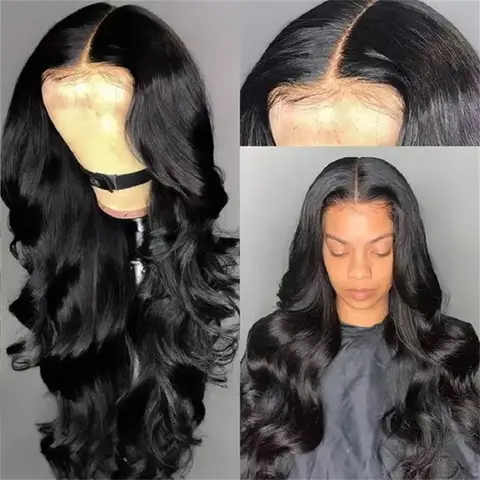 HD Lace Front Wig Vietnamese Human Hair Body Wave 13x4 Lace Frontal Wigs Bleached Knots 180% Density Natural Black Color