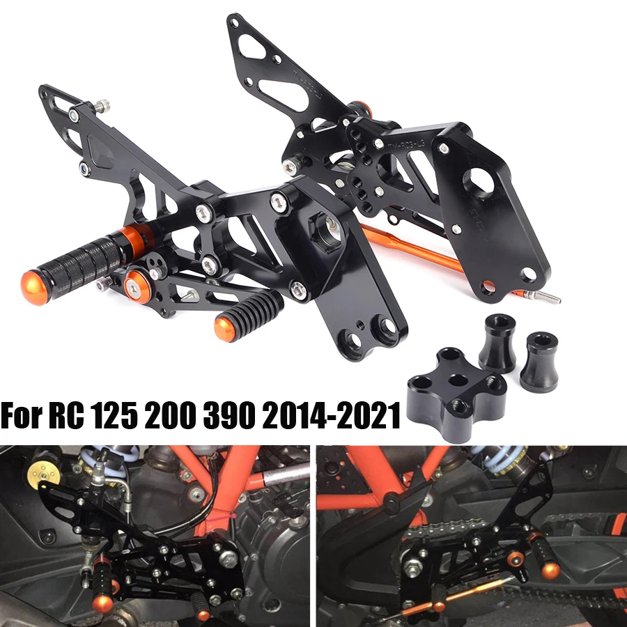 Adjustable Rearset Fit For RC 125 200 390 2014 2015 2016 2017 2018 2019 2020 2021 Motorcycle Footrest Rear Set RC125 RC200 RC390