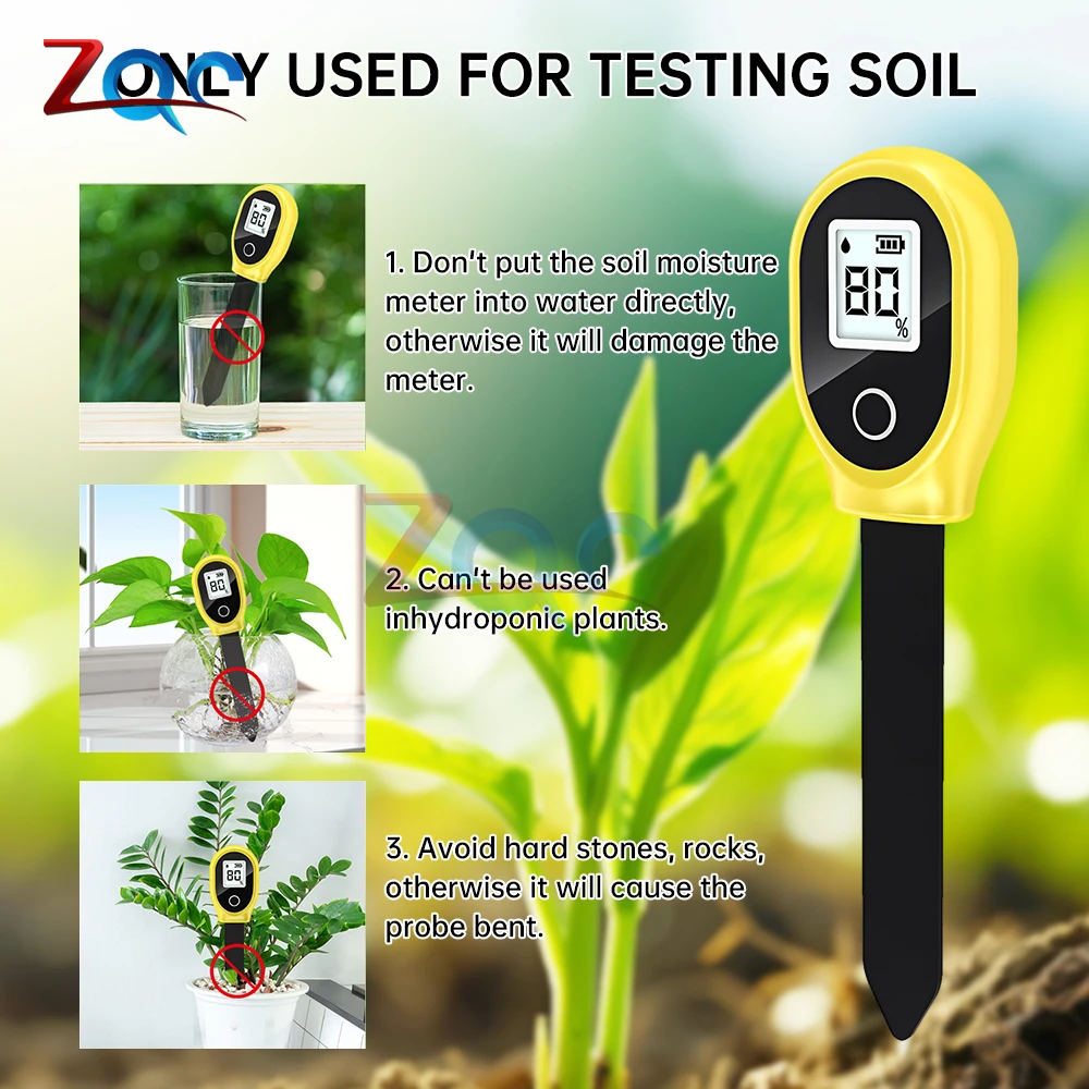 Soil Moisture Sensor Monitor Plants Moist Testing Tool Soil Hygrometer Plant Detector Garden Care Planting Humidity Meter