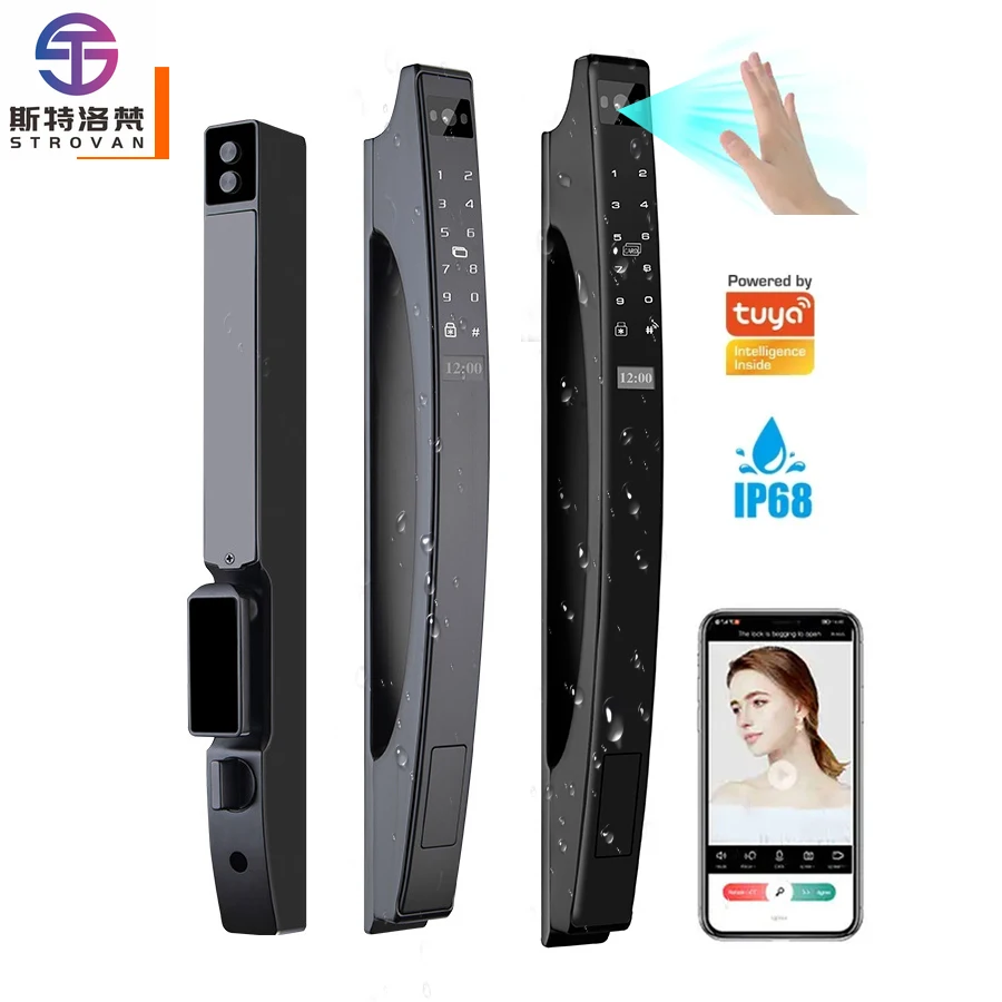 

STLF Waterproof IP68 Outdoor Fingerprint WIFI Lock Smart Sliding Door Video Intercom Tuya Smart Home Door Locks