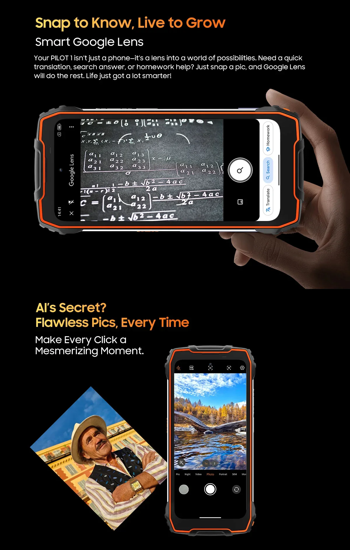Global version Blackview OSCAL PILOT 1 Rugged Phone 6.67'' HD+ Display 50MP Camera 6GB+256GB 15000mAh NFC Smartphone Android 14