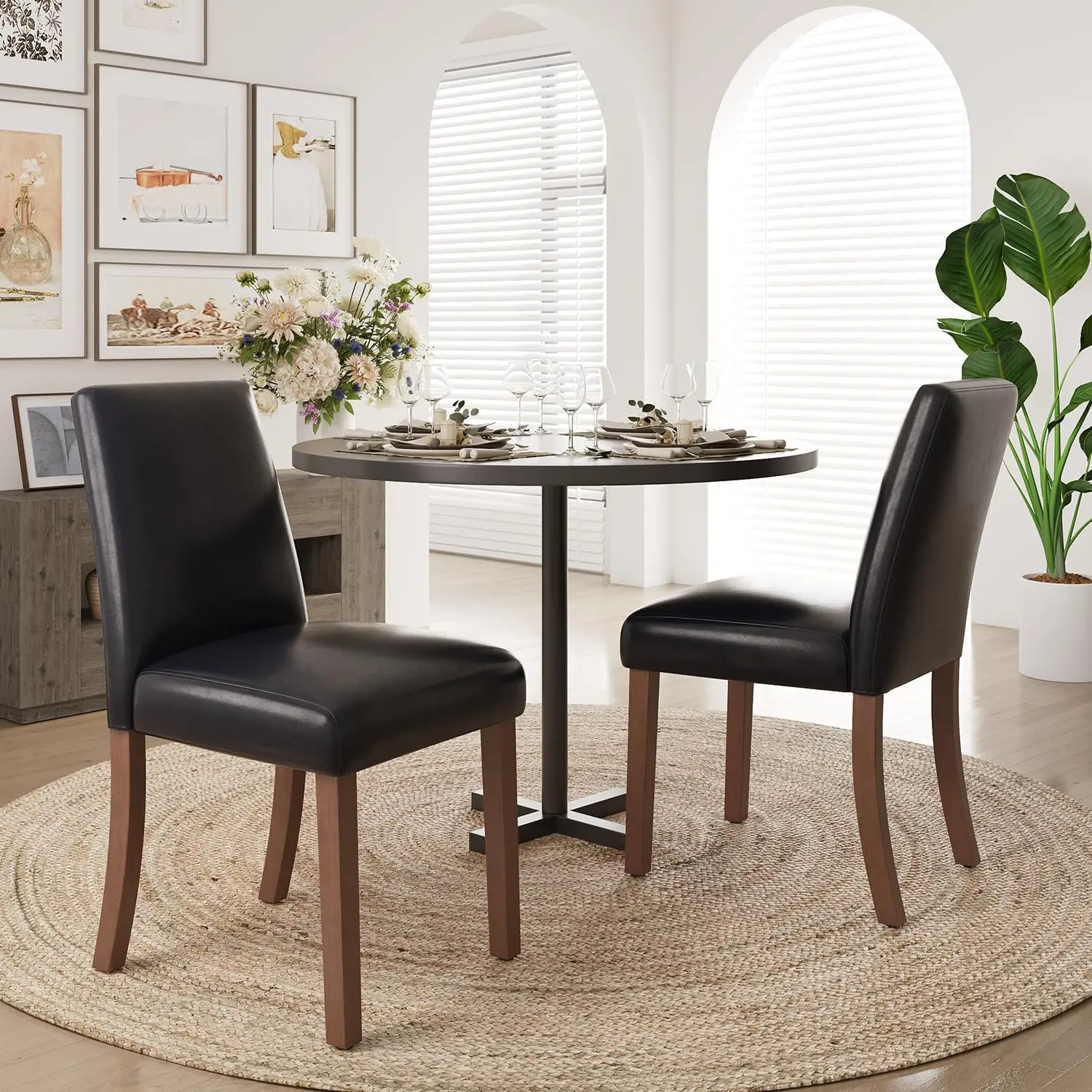 

Dining Chairs Set of 2, Modern Faux Leather Dining Room Chair, Upholstered Parsons Kitchen Chairs for Restaurant &, Customized