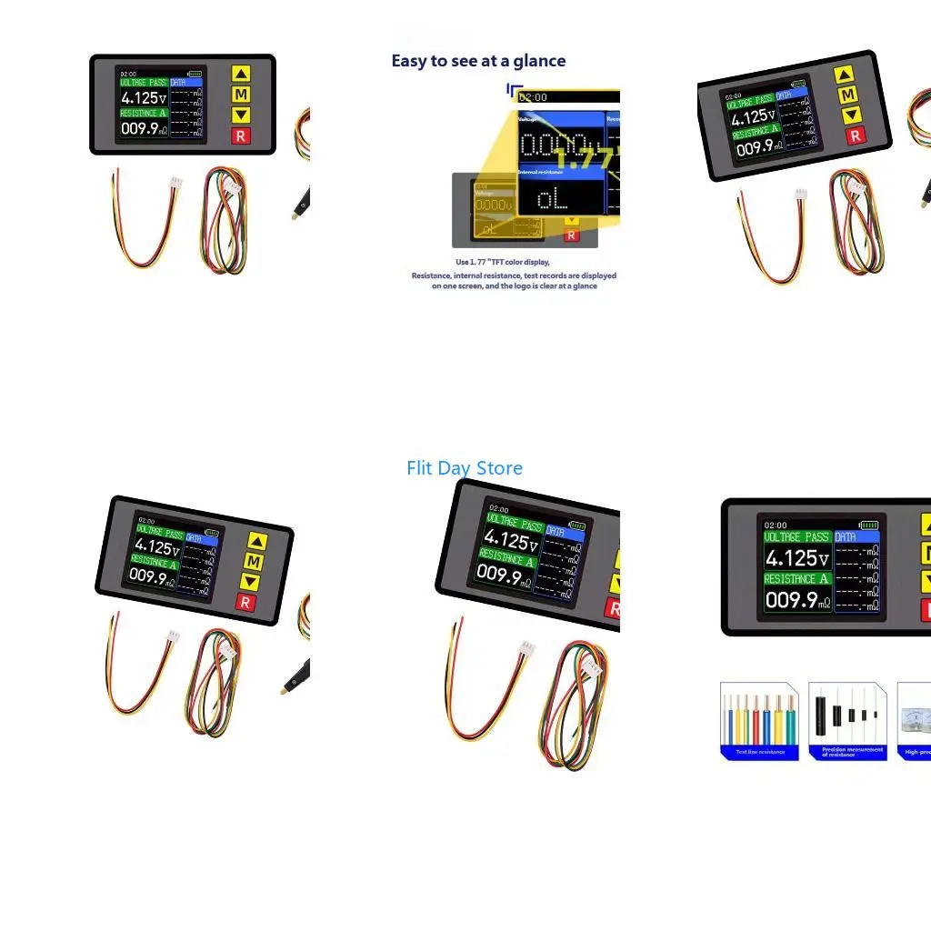 F92C Internal Resistance Tester for Battery Sorting and Cell Testing with Color Display and 4 Wire Reading for Daily Use