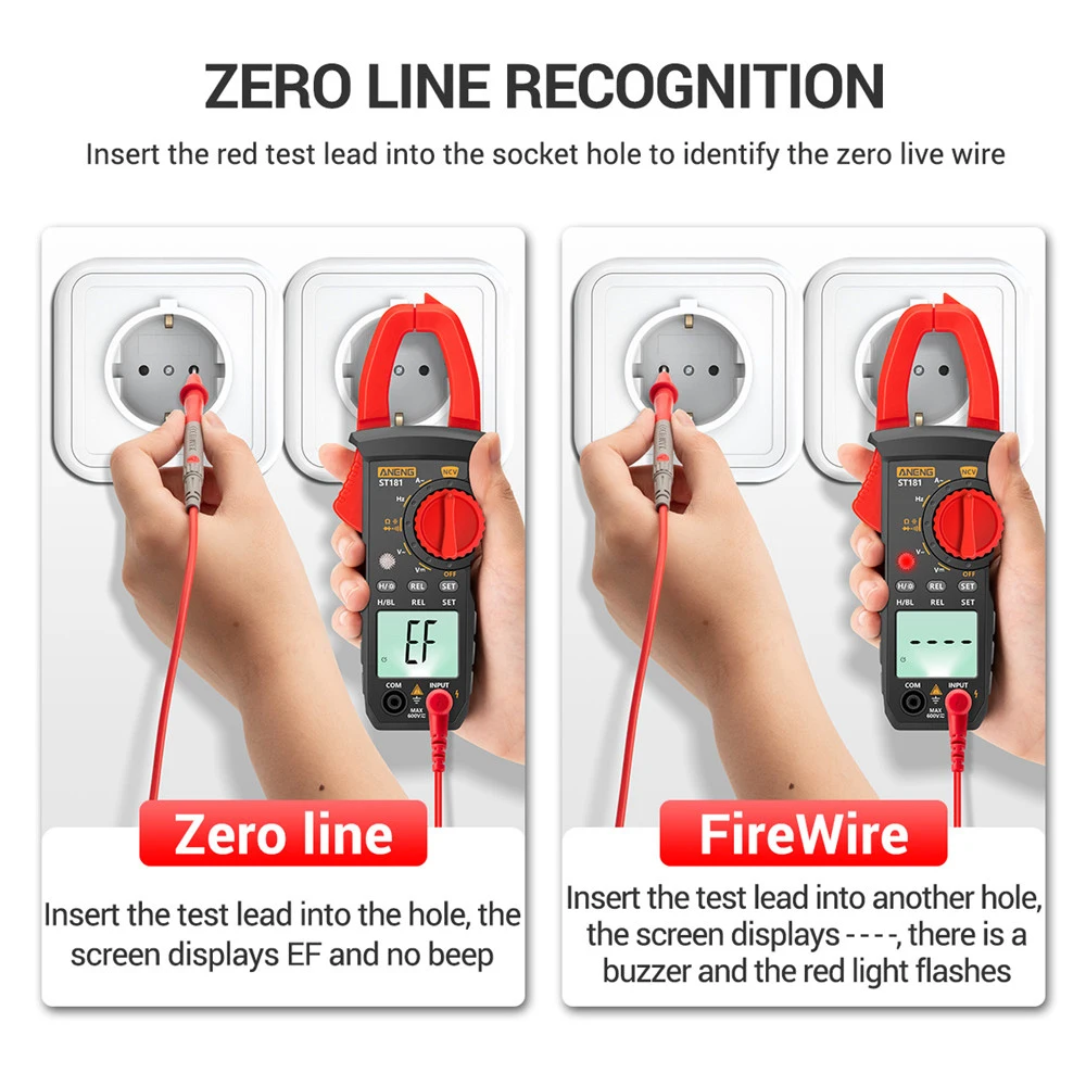 ANENG ST180 4000 Counts Digital Clamp Meter AC Current Multimeter Ammeter Voltage Tester Car Amp Hz Capacitance NCV Ohm Tool