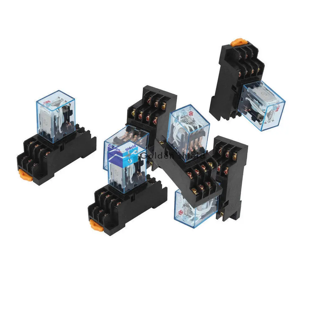 

6 Pcs HH54PL Coil Power Relay 14PIN With Socket Base AC 110V✦Kd