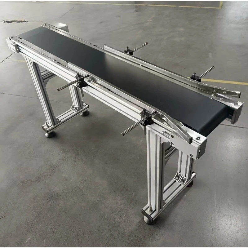Customized aluminum alloy belt conveyor, green PVC conveyor belt, automated conveyor equipment, small belt conveyor line
