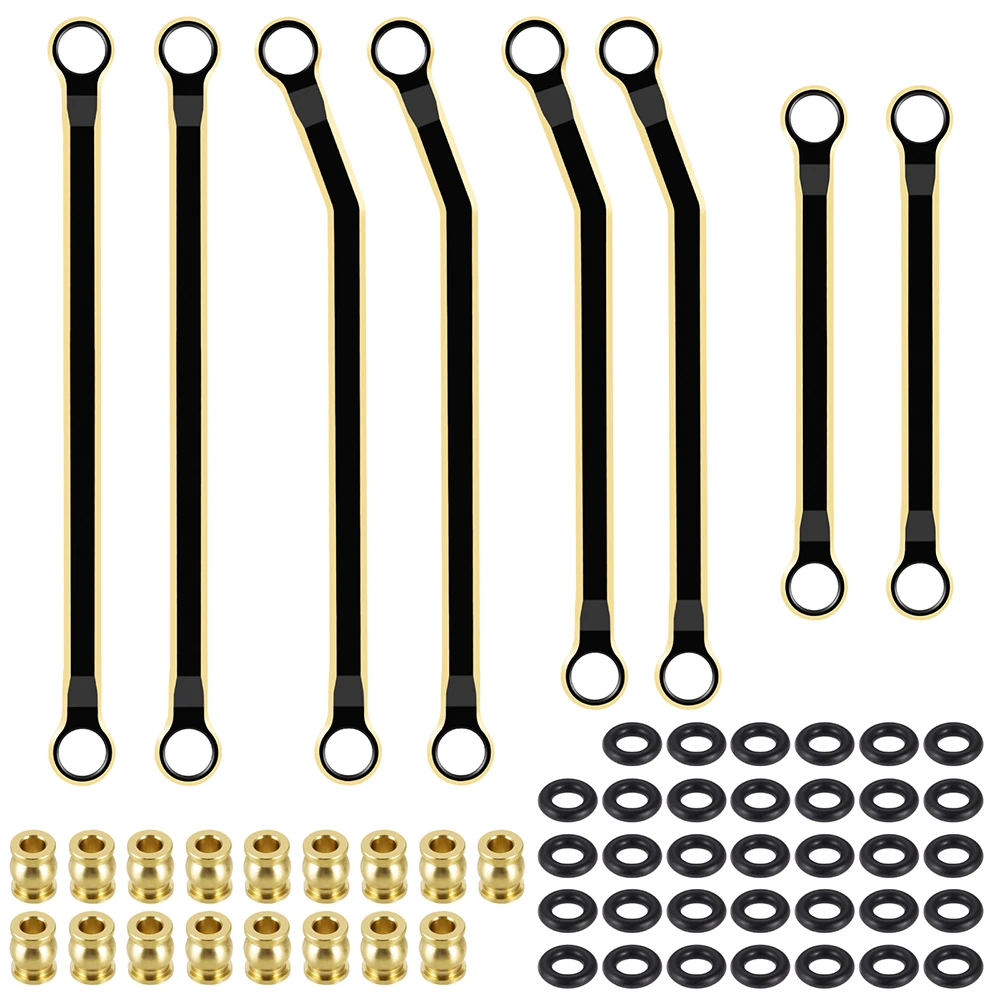 YEAHRUN-Juego de varillas de enlace elevadas, revestimiento negro, latón, delantero, trasero, superior, inferior, para Redcat Ascent 1/18, coche trepador de control remoto