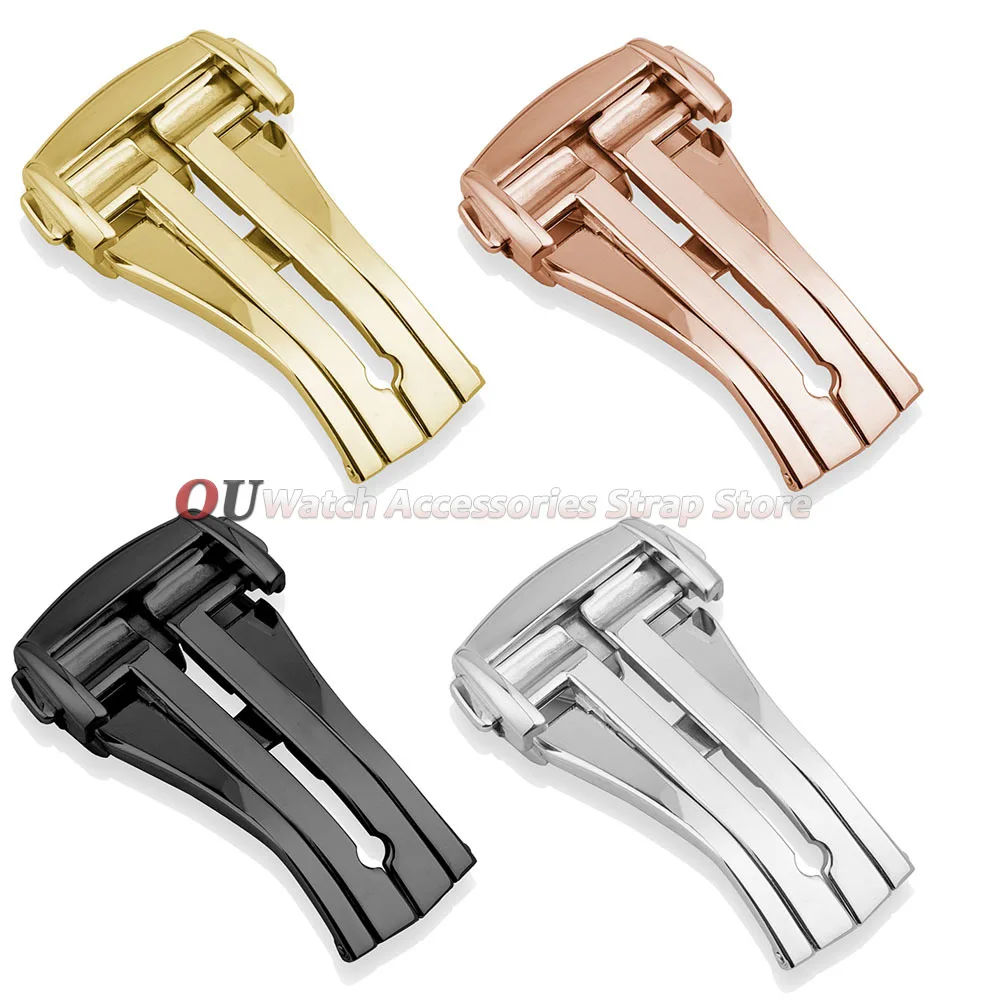 Stainless Steel Deployment Clasps 16mm 18mm 20mm for Omega Folding Watch Buckle Strap Butterfly Button for Seamaster Speedmaster