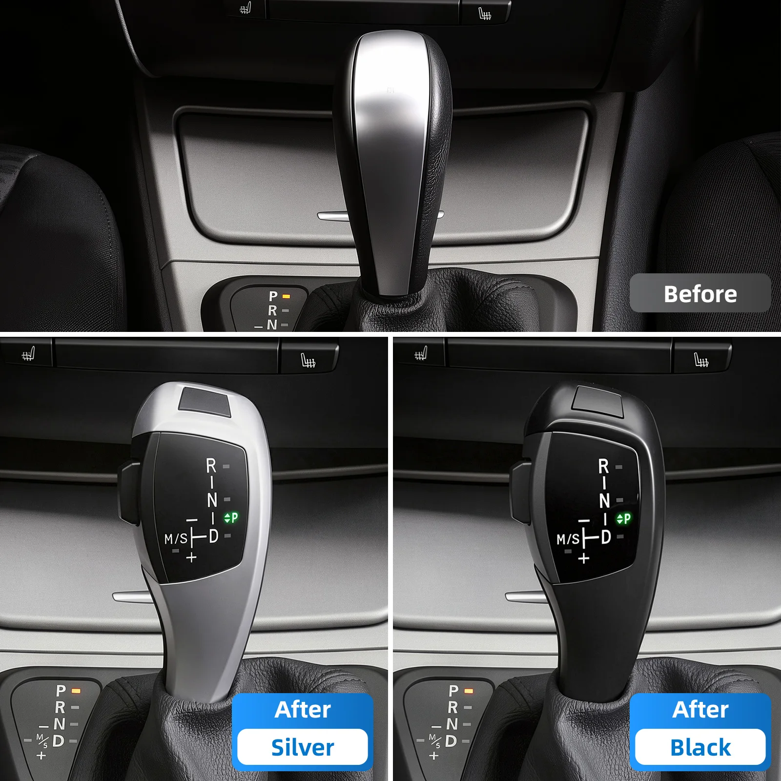 Black / Sliver Car Interior Accessories Thumb Gear Shift Lever Knob for BMW 3 Series E90 E91 E92 E93 2006-2012 E46 E60 1998-2010