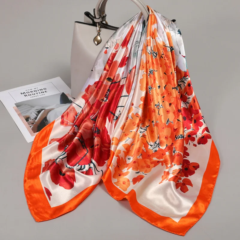 New Fashionable Women Silk Scarf Versatile Outdoor Wrap With Bold Pattern And Large Sized Scarf view 5