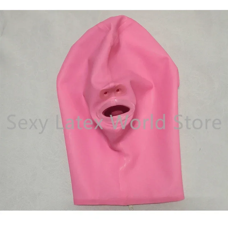 اللاتكس هود مثير صنم قناع المطاط الأسود مع أنبوب الأنف الفم الكمامة عودة زيبر تأثيري أزياء الهالوين مخصص