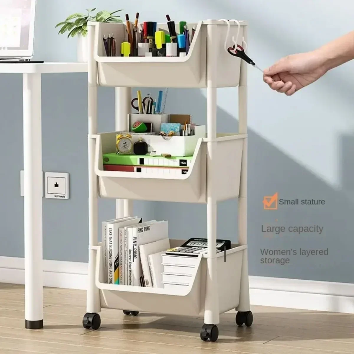 2/3/4/5 Layers Trolley Shelves Floor Bookshelf with Wheels Bathroom Living Room Home Mobile Organizer Snack Storage Rack  스토리지 랙