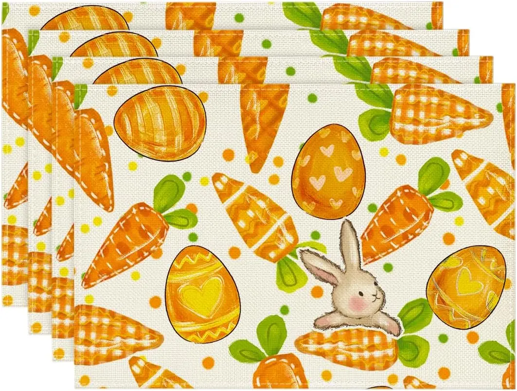 

Artoid Mode Dots Bunny Морковь Яйца Пасхальные салфетки Весенние настольные коврики для уличной домашней вечеринки