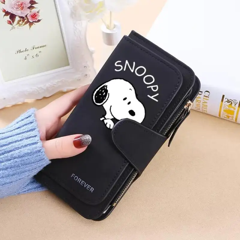 Kawaii Snoopy Long Wallet Large Capacity Card Holder Cute Ladies Purse Portable Fashion Clutch Bag Travel Credit Card Organizer