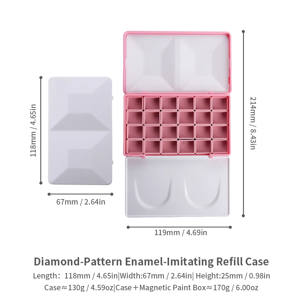 SeamiArt 1pc Imitation Enamel Diamond Painting Box Travel Case Palette with Magnet Half Pans for Watercolor Paint Subpackage view 6