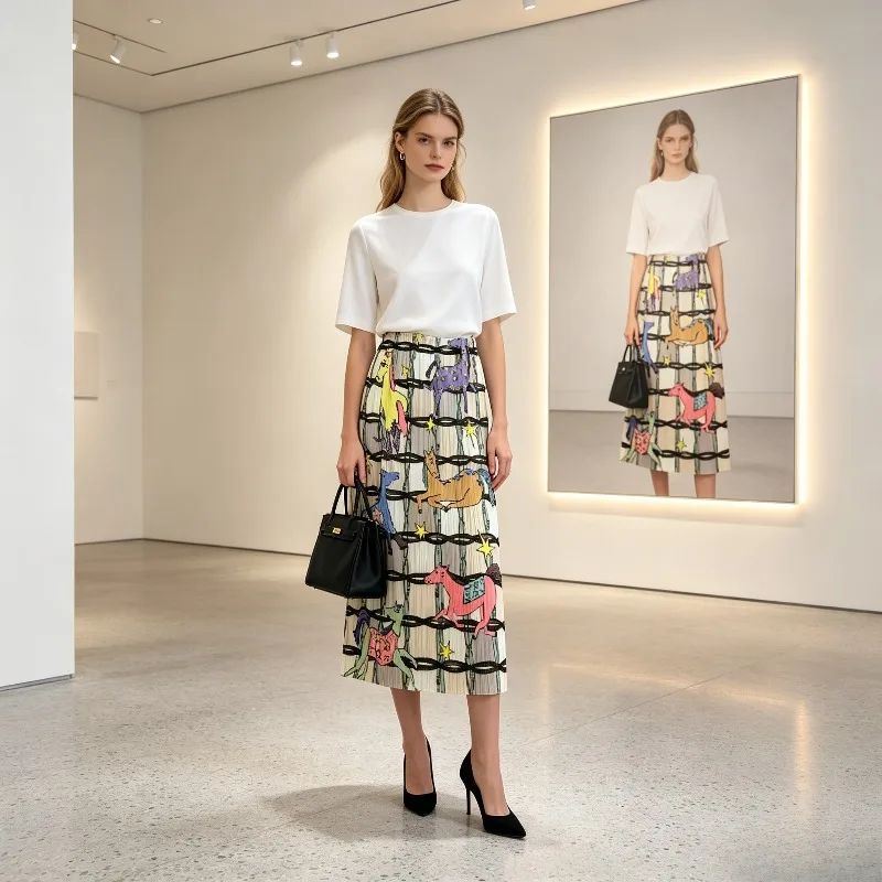 Miyake Pleated 2026 Women's Summer New Fashion Versatile Casual Slimming Comfortable Pleated Split Straight Skirt Half Skirt