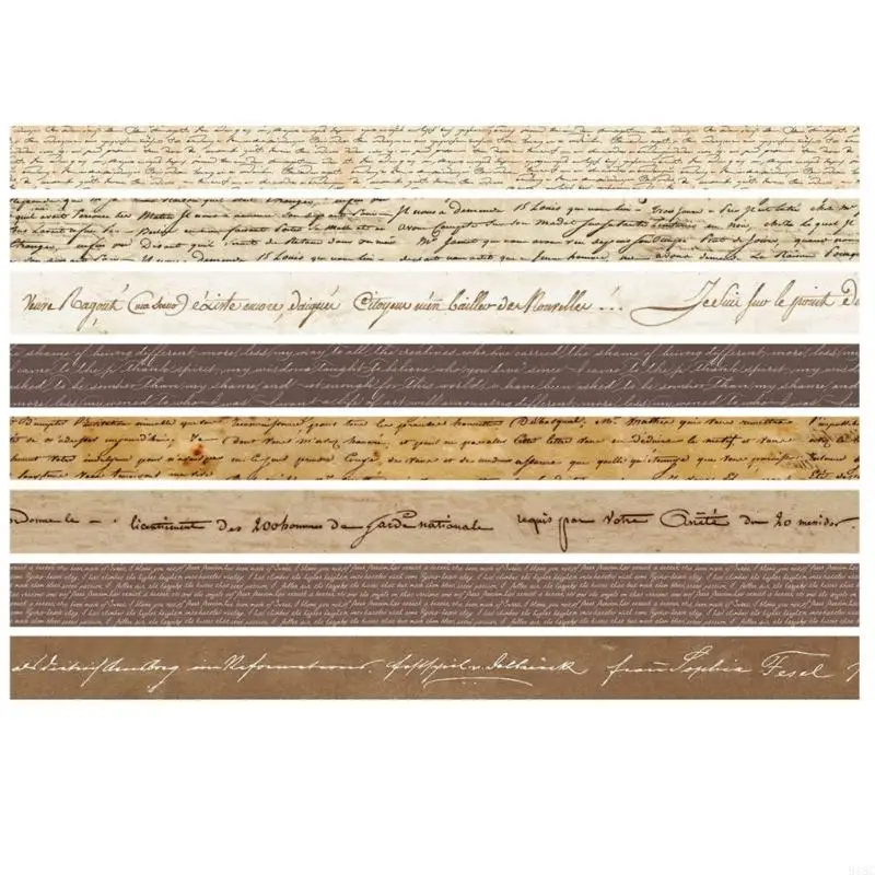 918C 8Pieces Scrapbooking Decorative Tape Aesthetic Masking Tape for Scrapbooking Journal Notebook Photo Frame Packaging