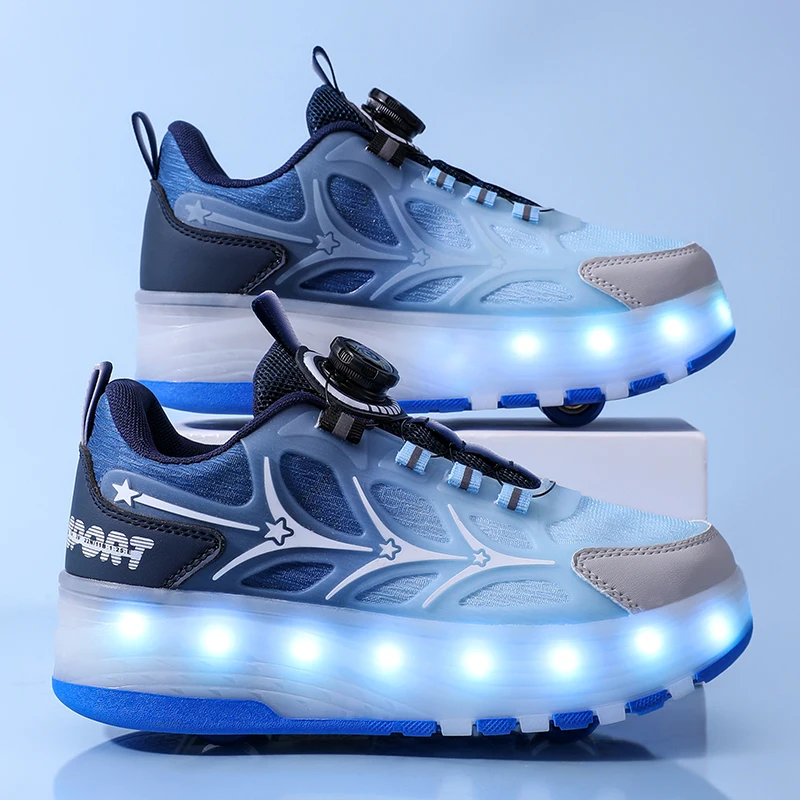 

Invisible Heelys for Kids: 4-Wheel Rechargeable Light-Up Sneakers (Girls), 8-Wheel Skates (Boys)