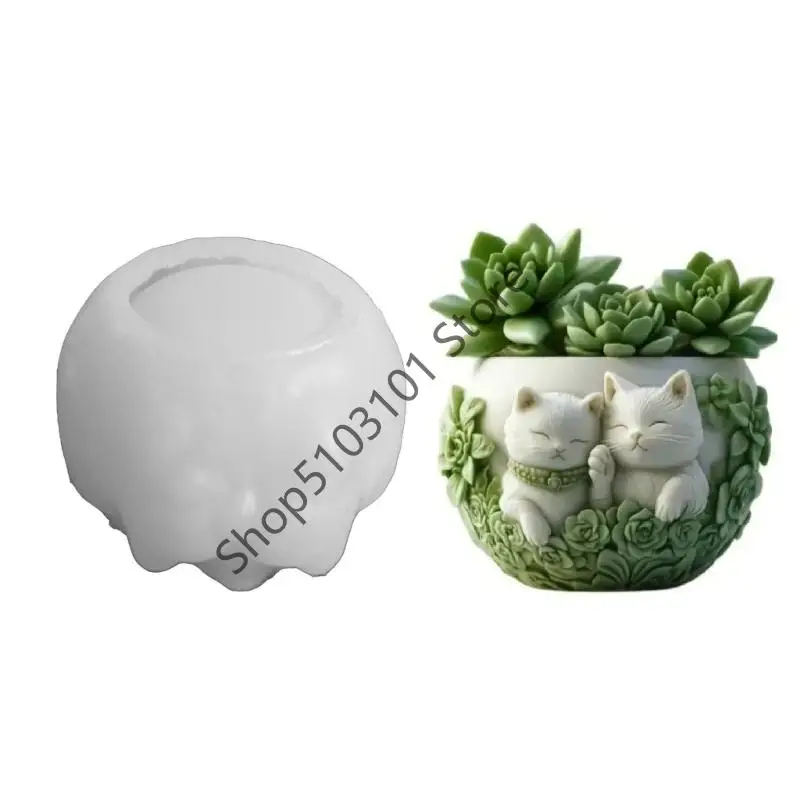 

X6He Multi Aplect Cats Charm Canle Cup Silicone Silicone Flom для креативного цветочного горшка формы