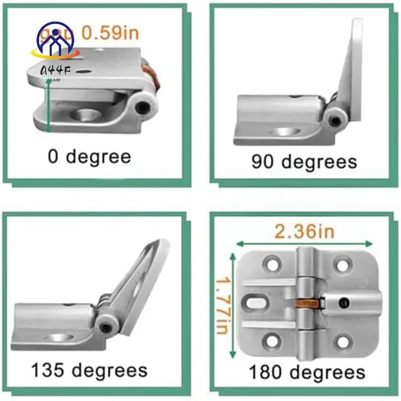 A44F-Cerniera regolabile da 180 gradi, cerniera pieghevole con cerniera di bloccaggio, cerniera per porta regolabile, cerniera per tavolo a foglia, 4 pezzi