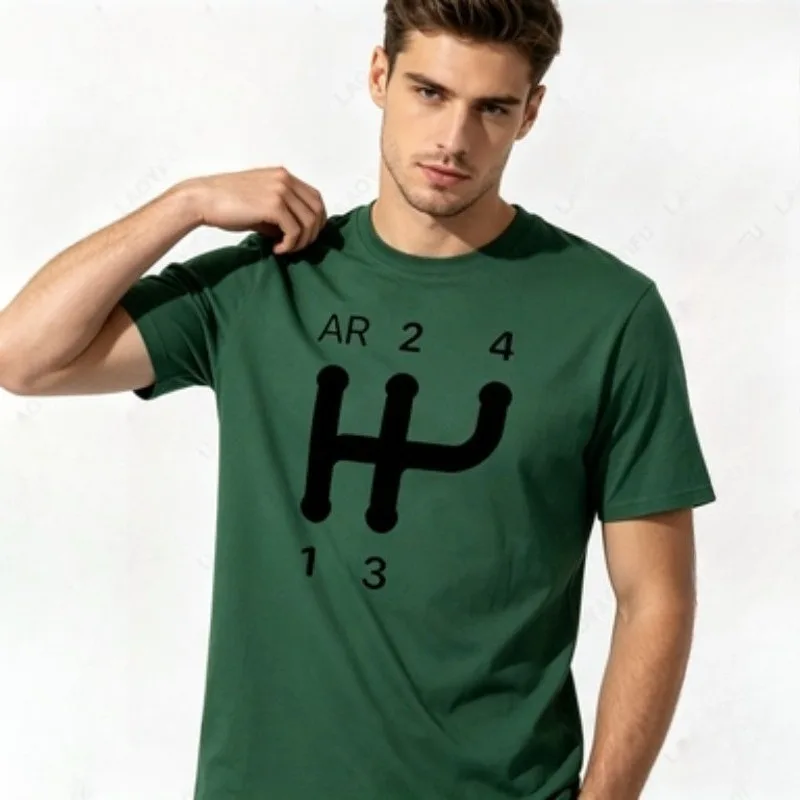 Men 100% Cotton 4 Speed Manual Gear Shift Pattern Car Enthusiast Graphic T Shirt Casual Automotive Male Tees