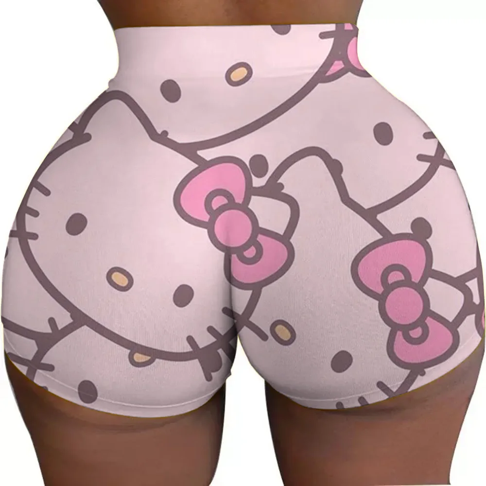 Pantaloncini da donna estivi 2025, super pantaloncini da donna con scollo a O Hello Kitty, pantaloncini da donna slim fit, caldi e sexy