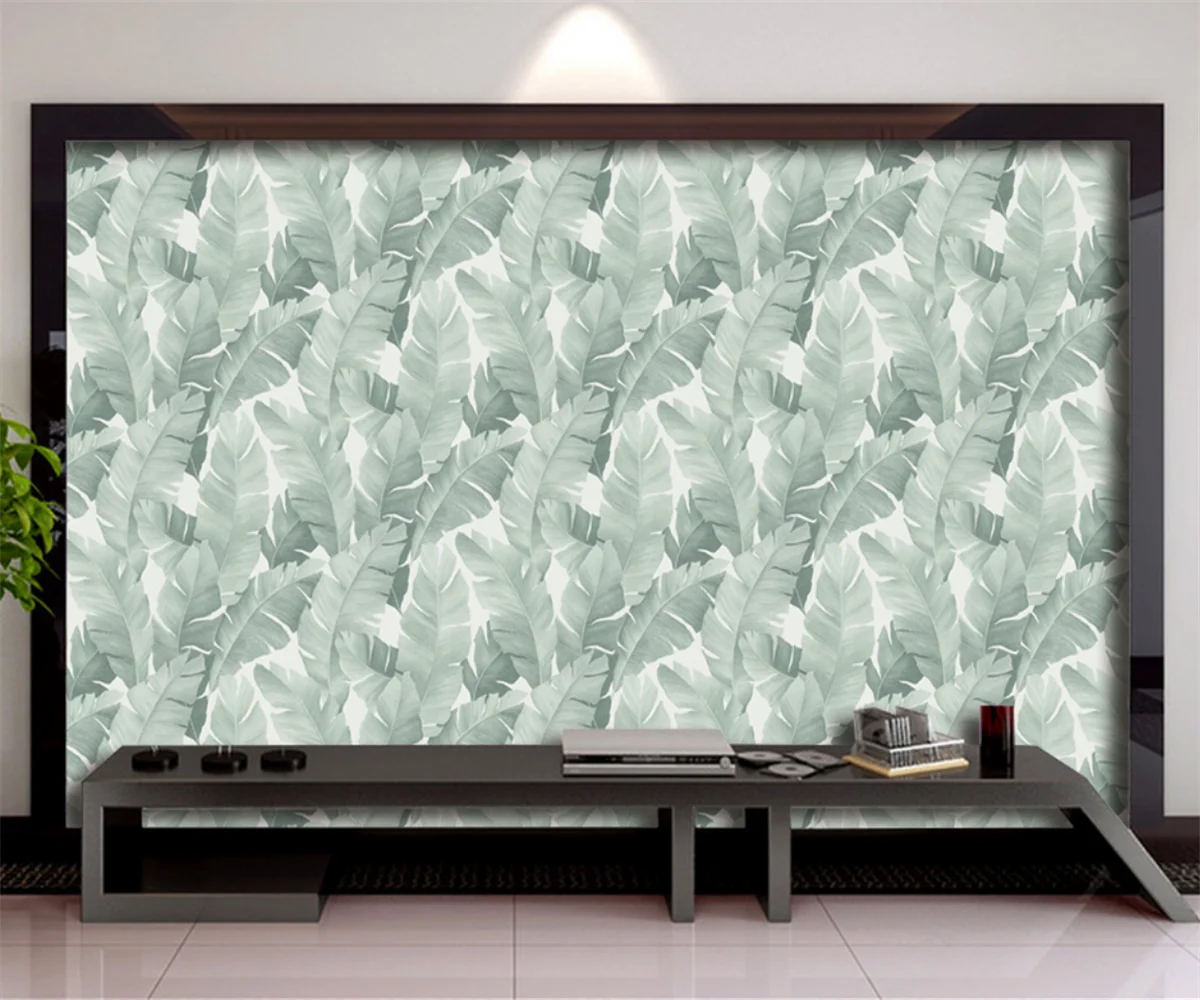 

Custom wallpaper of any size Retro Pastoral nostalgic green plant Southeast Asian leaf TV background wall decoration wallpaper