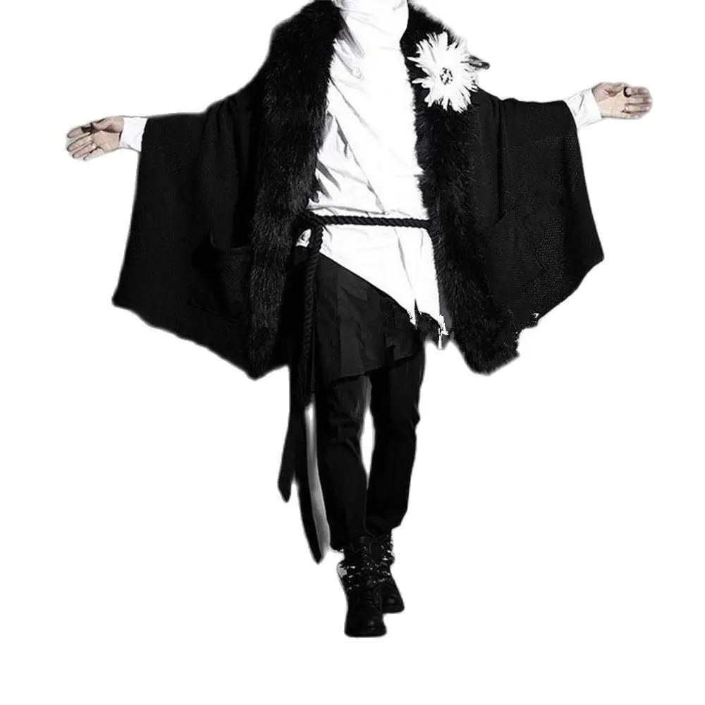 Men Irregular Design Punk Hip Hop Skirt Pants Black Pleated Apron Men Harajuku Nightclub Dj Singer Stage Clothing Gothic Costume