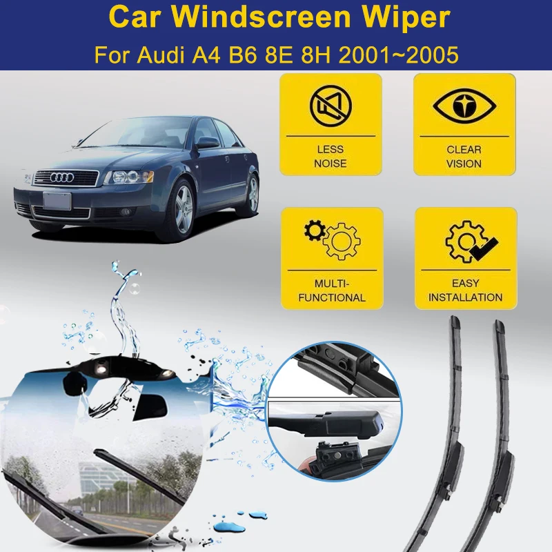 2PCS Car Wiper Blades For Audi A4 B6 8E 8H 2001 2002 2003 2004 2005 Front Window Windscreen Windshields Wipers Auto Accessories