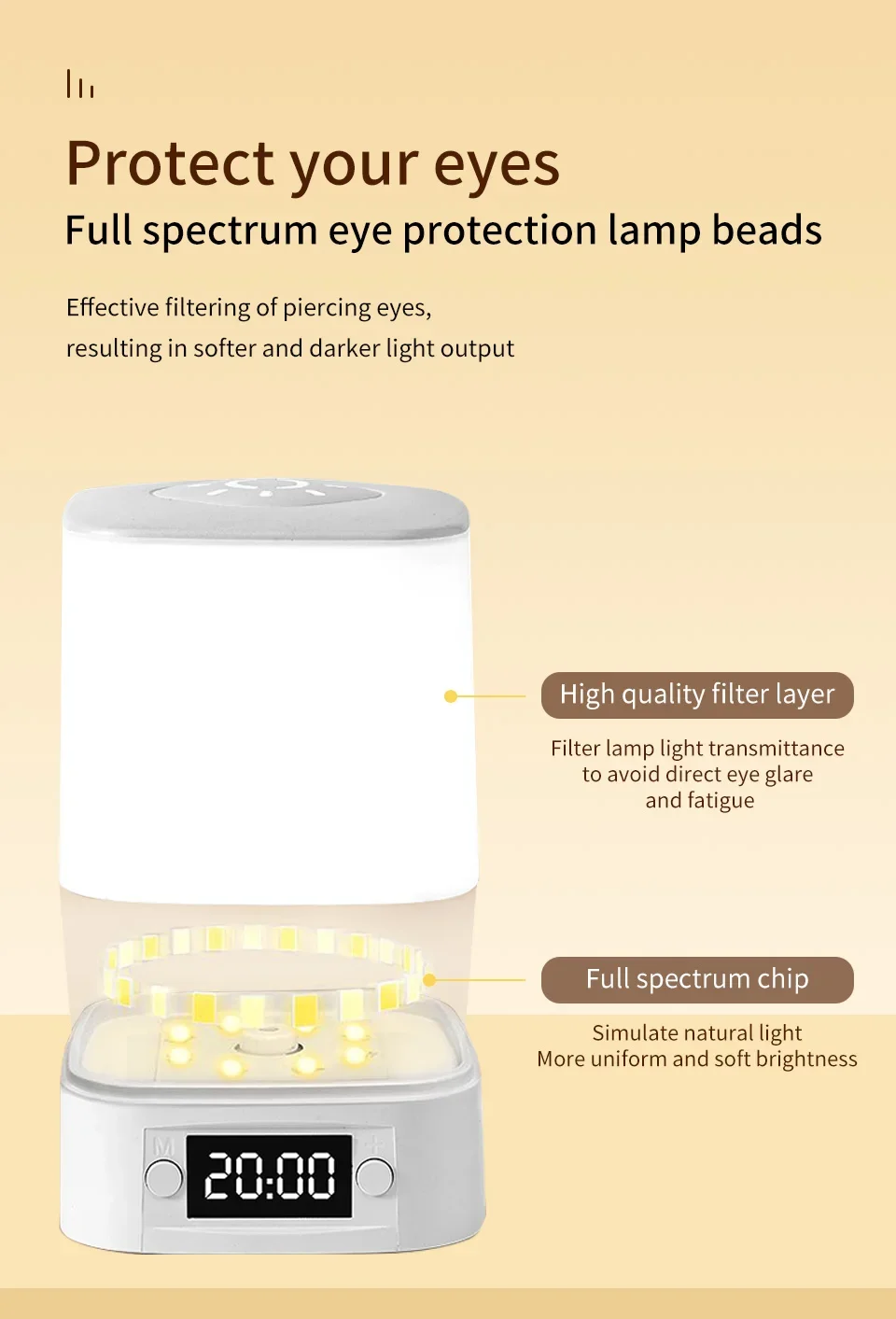 Bedside Led Night Lights Dimmable Charging Desktop Night Lamps with Clock Time Display Night Light Remote Control For Bedside