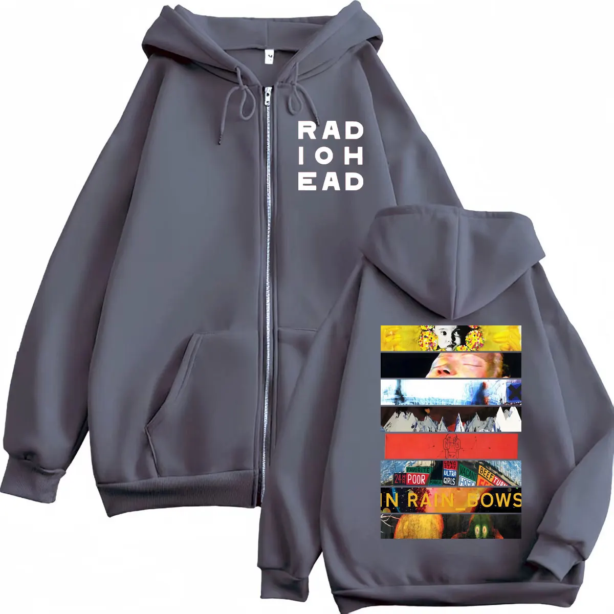 Rock Band Radiohead Album Grafik Zipper Hoodie Mode Y2k Übergroße Zip Up Pullover Männer Frauen Casual Langarm Sweatshirts
