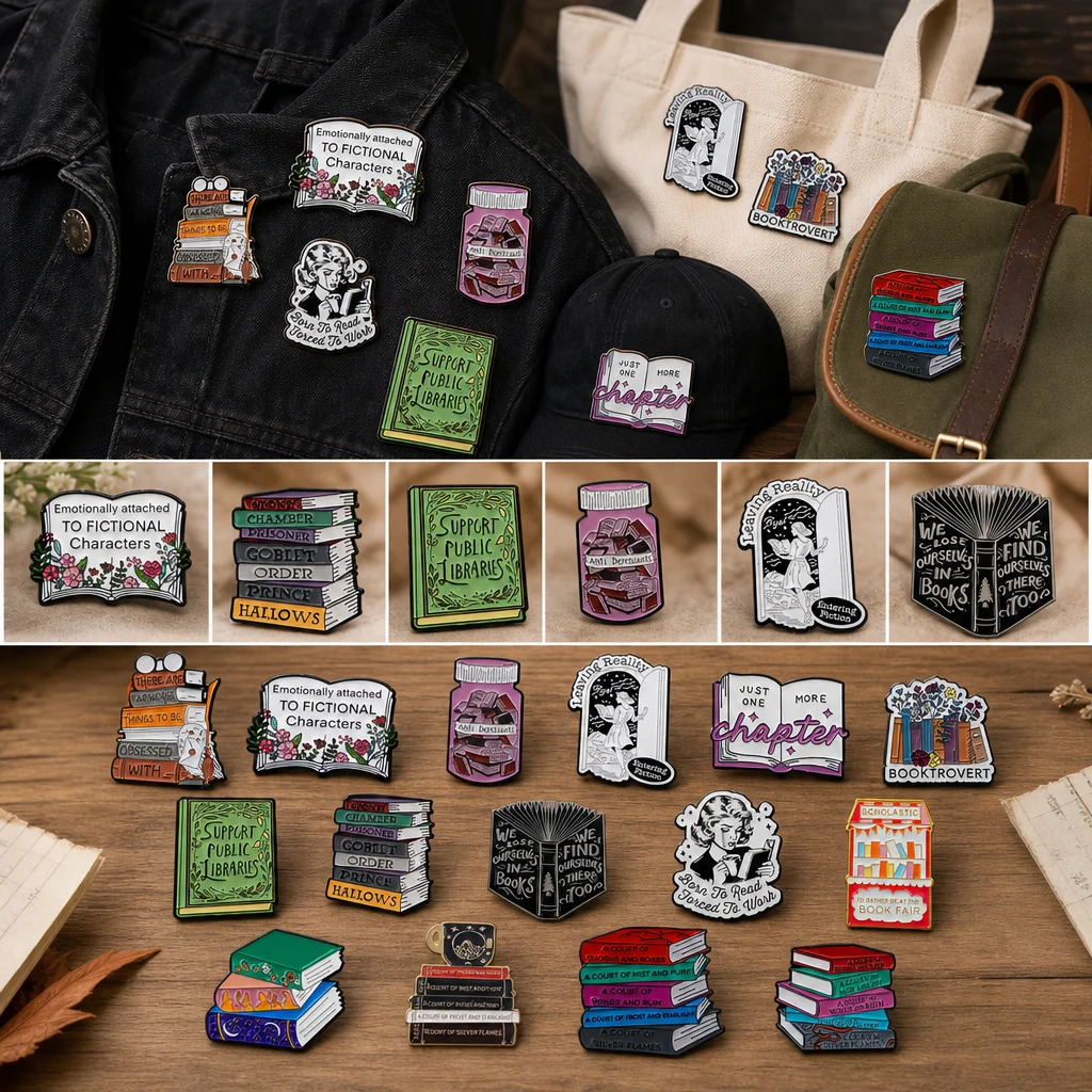 Newest Hot Selling Alloy Brooch Lapel Pin Reading Book Textbook English Badge Clothing Backpack Accessory Cross Border Trade