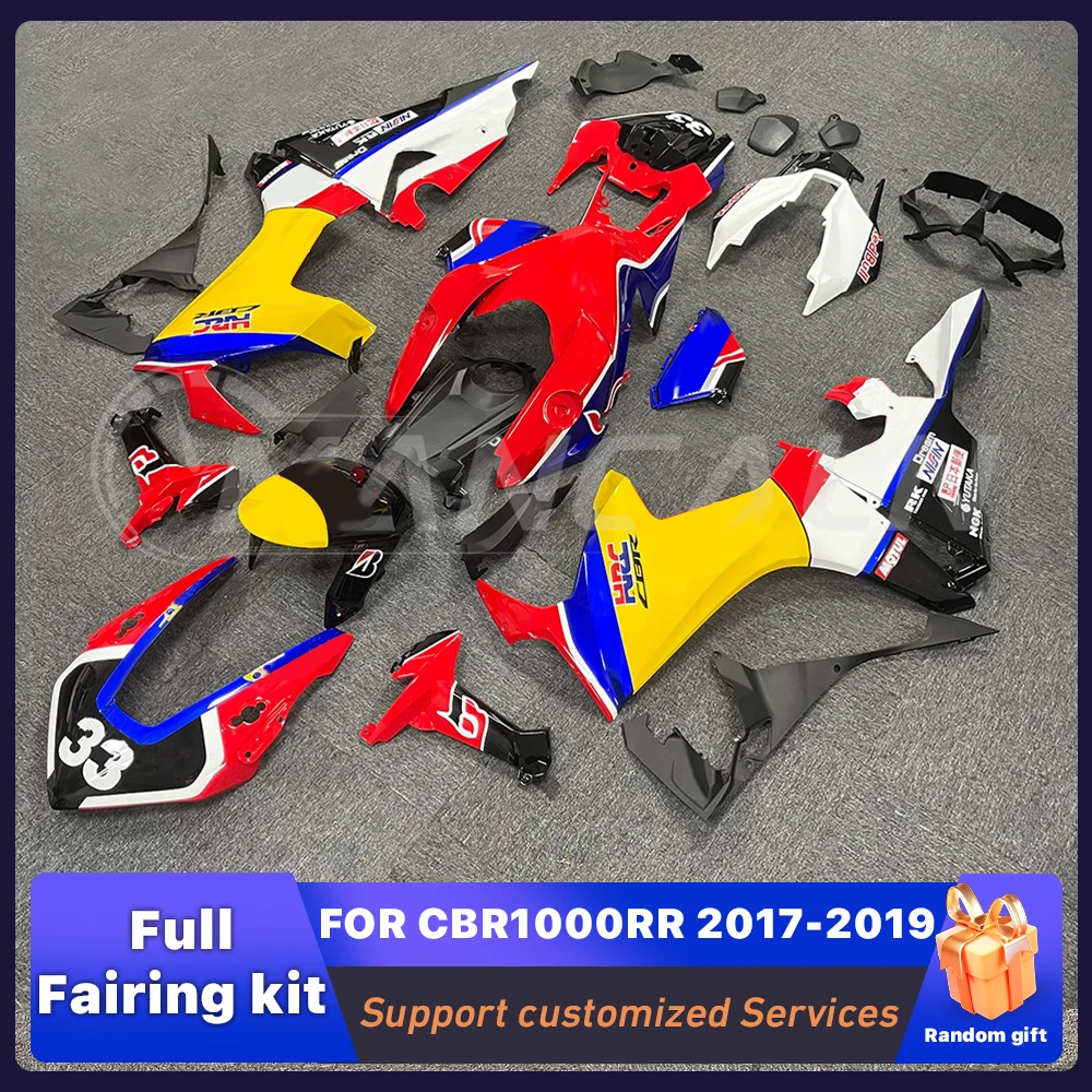 

Fit for Honda CBR1000RR CBR 1000RR 2017-2019 ABS Fairing Kit Full Set Red yellow Motorcycle Fairings Painted Bodywork Custom