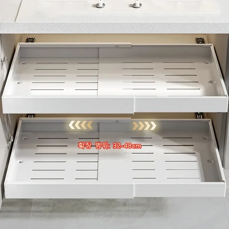 Kitchen Storage Rack with Slide Rails Scalable Pull-out Drawer Type Tray Spice Box Storage Rack Cabinets Organizer