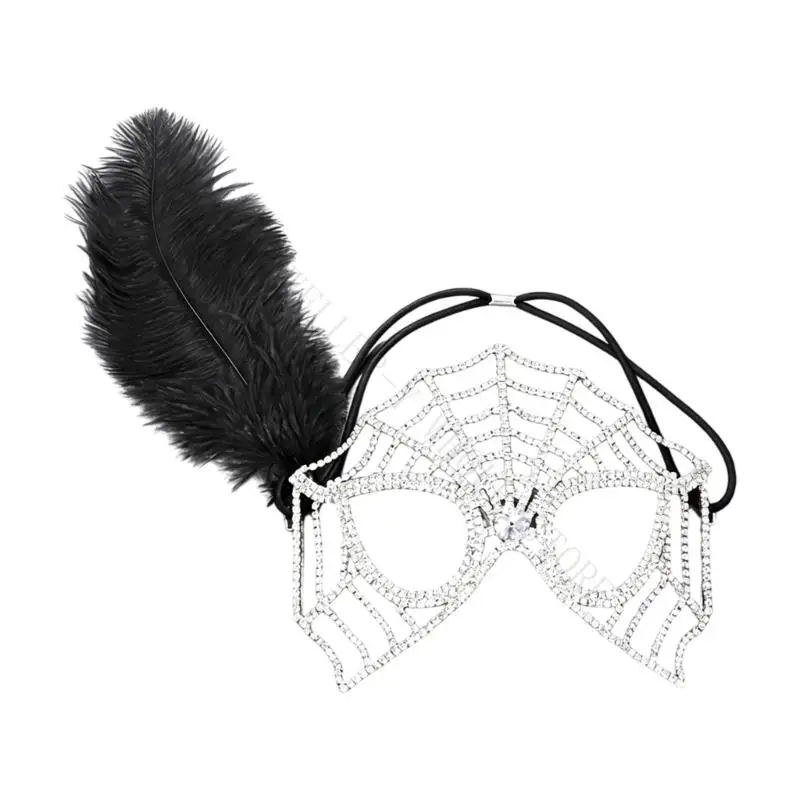 R7UF Adjustable Gothic Spiderweb Face Accessory Costume Mask For Costumes