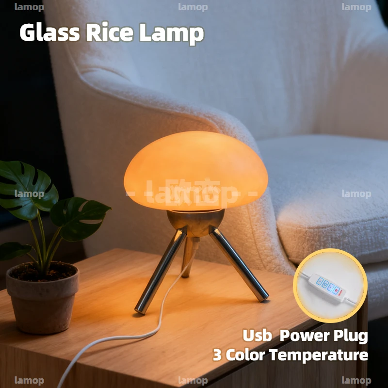 Wide‑Flat Horizontal‑Arch Glass Table Lamp,3‑Gear Dimmable Diffused Soft Light,Cozy American‑Style Lamp for Leisure Living‑Room