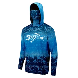 Sudadera con capucha de pesca para hombre, camisa de manga larga con máscara, protección Uv, absorbe la humedad, ropa de pesca