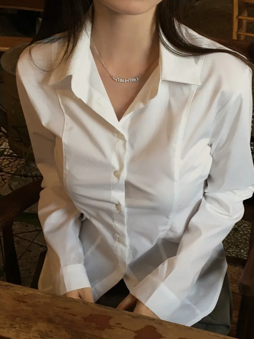 

Chic Women's Collared irt Spring New Arrival Preppy Sle Slimming Versatile Layering Top Quali Ladies' Knitwear