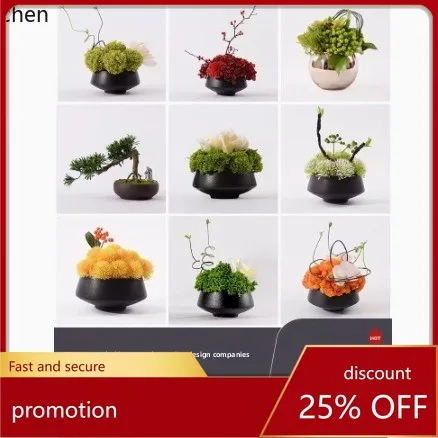 

HT New Chinese Style Potted Plant Soft Decoration Artificial Floral Art Conference Table Flower Restaurant Round Table Ornament