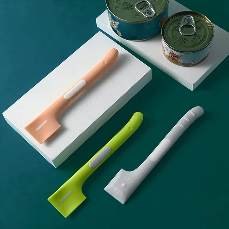 BAAG-3 عبوات من علب طعام الحيوانات الأليفة - مجارف مادة للكلاب والقطط، تصميم بمقبض طويل للسلامة، ألوان متعددة