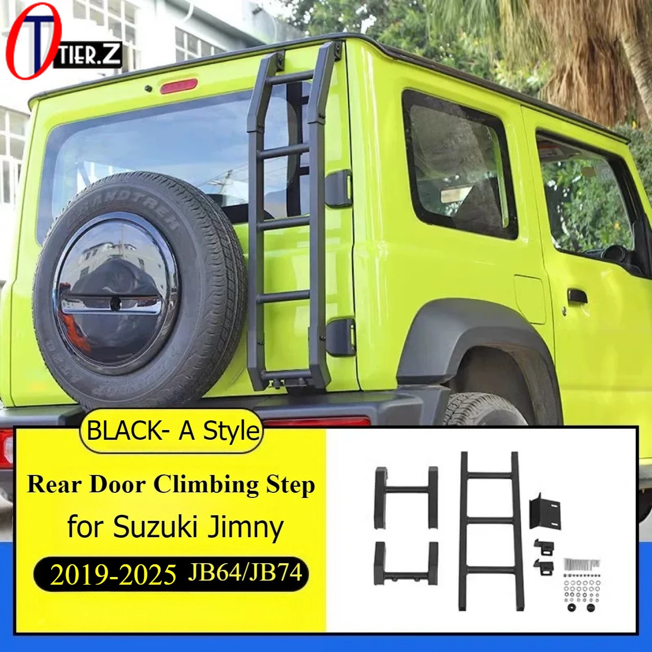 Aluminum Foldable Tailgate Ladder for 2018-2025 Suzuki Jimny JB64 JB74 Rear Door Assist Step for Roof Rack & Tent Access