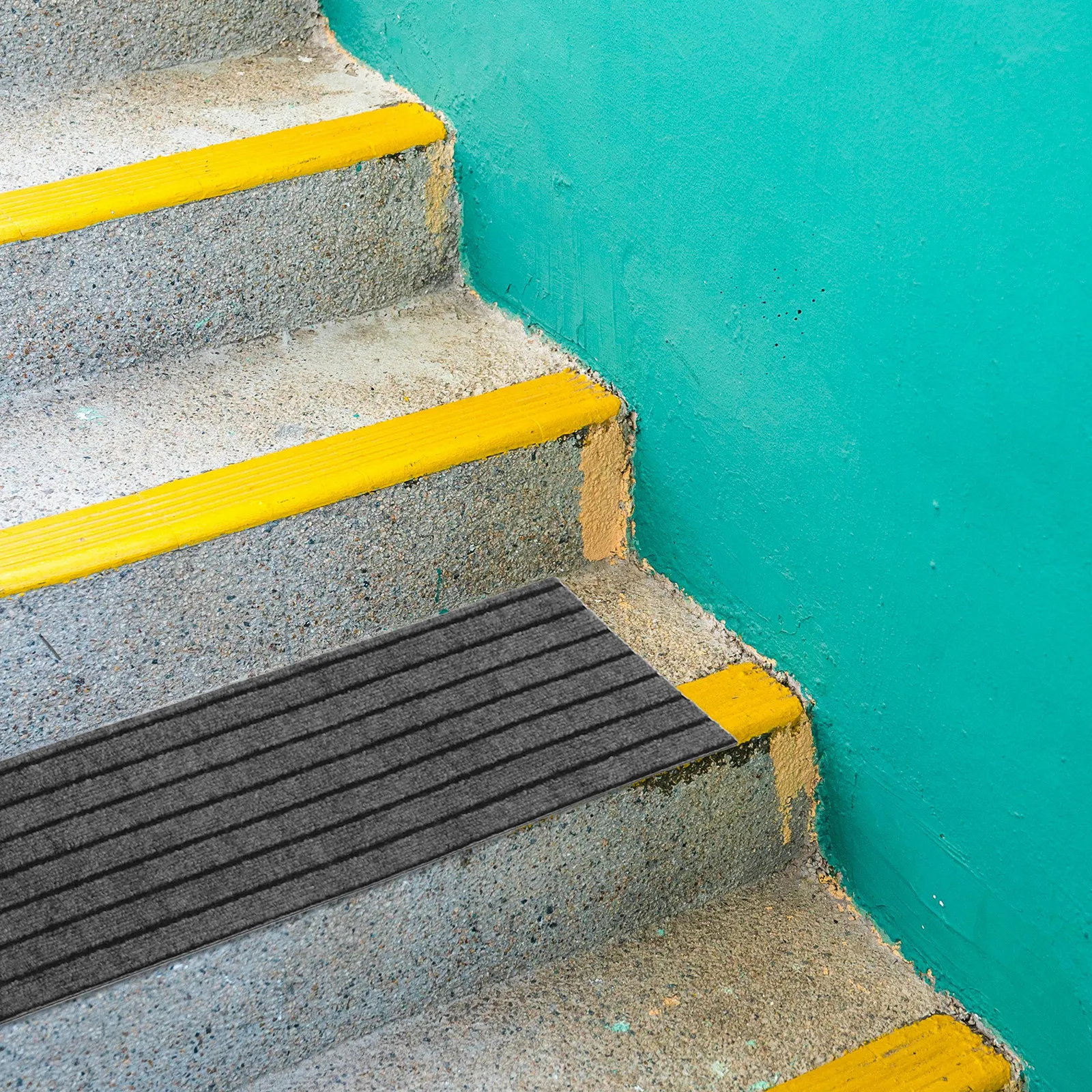 4Pcs Outdoor Anti Slip Mat Snow Safety Stair Treads Self Adhesive Striped Carpet 31x9 Inch Commercial Entry Step Rug Non Skid