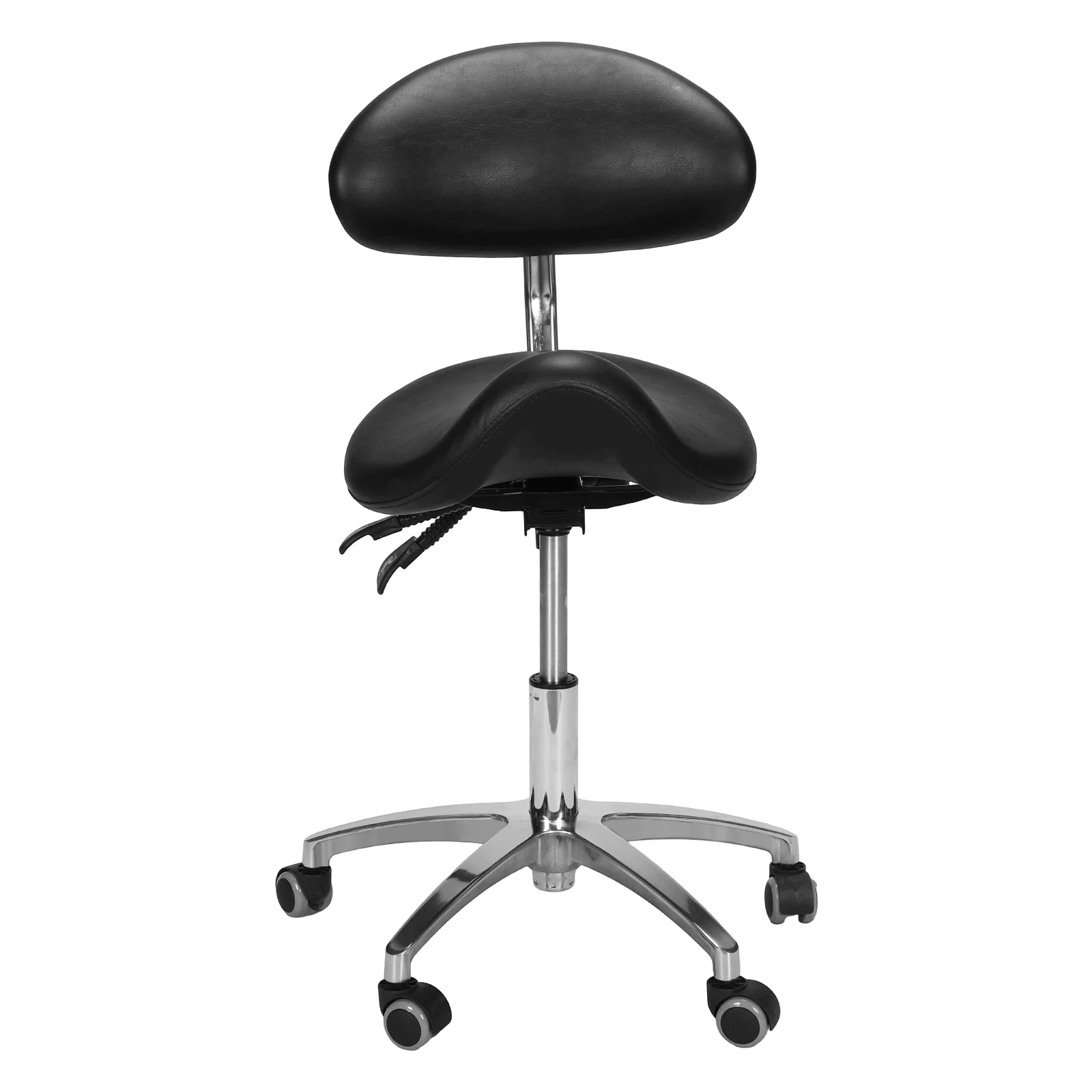 

Rolling Swivel Saddle Stool Chair with Wheels with Back Support 19.93-21.65in Height for Home Office Salon Spa Kitchen Tattoo