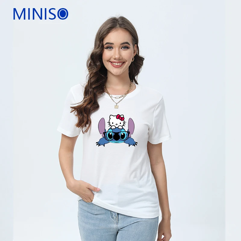 

New Short T-Shirt Clothing Disney Mickey Creative Print Fashion 2025 Women Summer Sleeve Suit Athleisure Trend Comfortable Tops