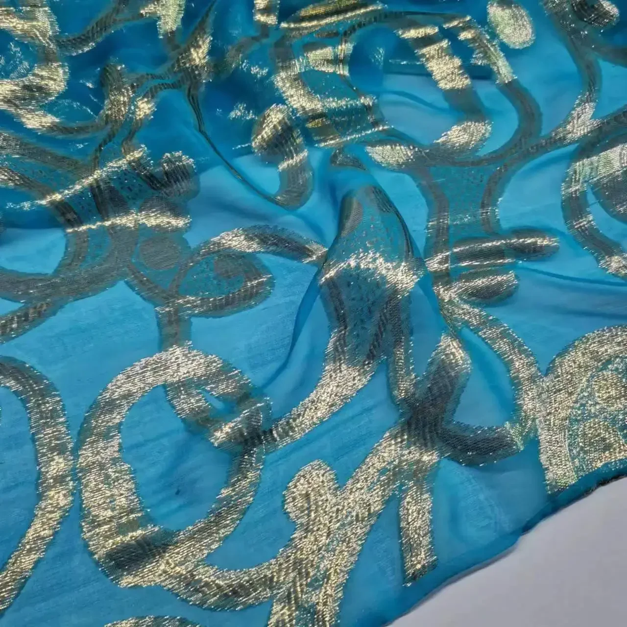 Jacquard Silk Saree Shimmer Metallic Somali Dirac Brocade Shiny Hijab Scarf Fabric DIY Sewing Material