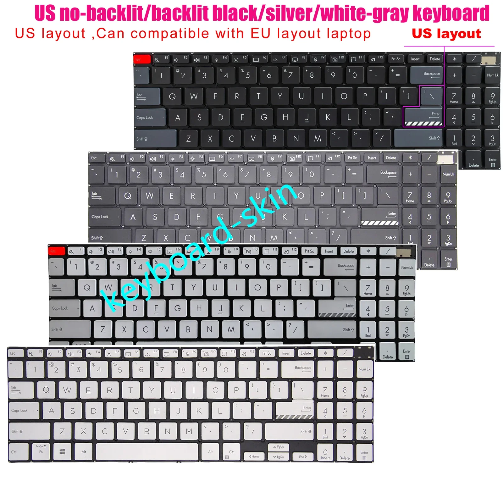 New US backlit Keyboard For Asus Vivobook M3500 M3500QC M7600 M7600QE M7600R M6500 M6500R K6500 K3500 K6500Z X3500 laptop