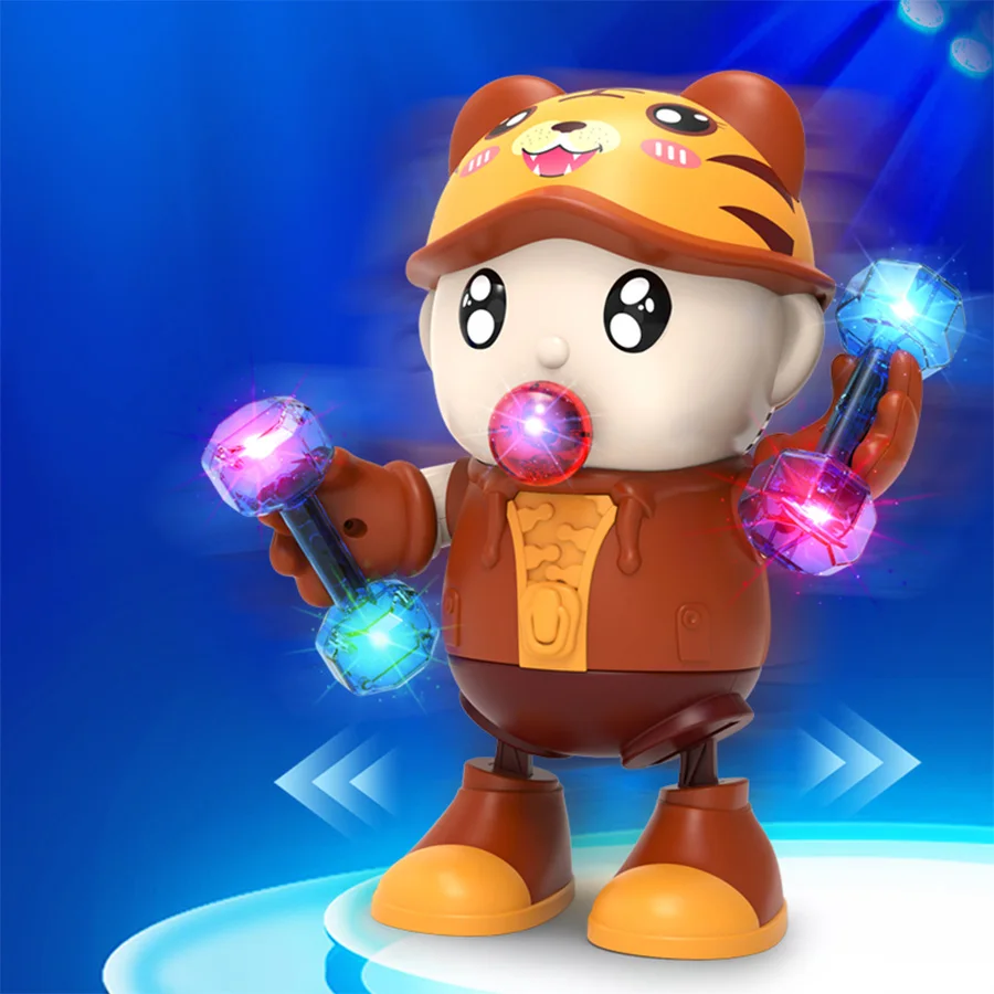 Muñecas eléctricas de baile con sonido y luz con luces, música, expertos en fitness, rompecabezas para niños y juguetes de educación temprana