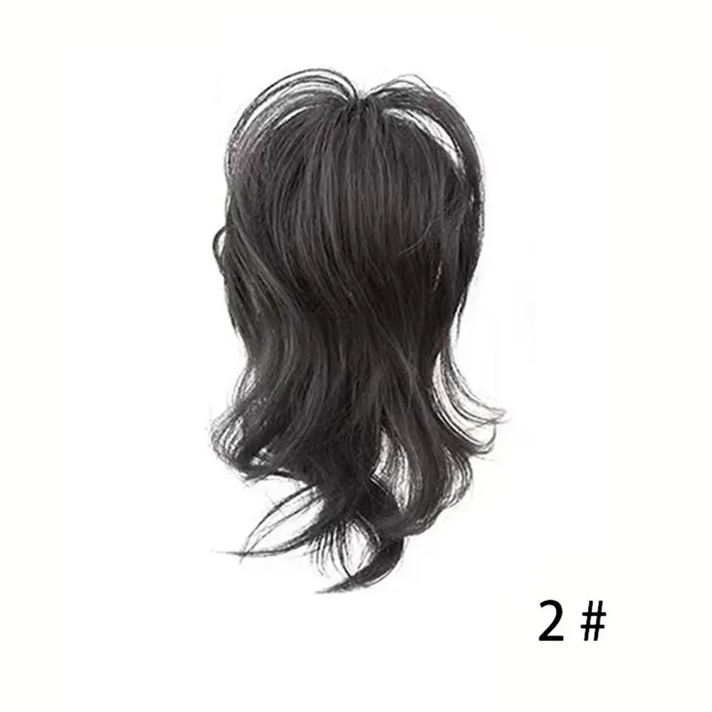 Парик 30 см, синтетический хвостик, зажим для волос, головной убор, короткая голова фонтана, слегка вьющиеся волосы, пушистая натуральная коса с хвостиком