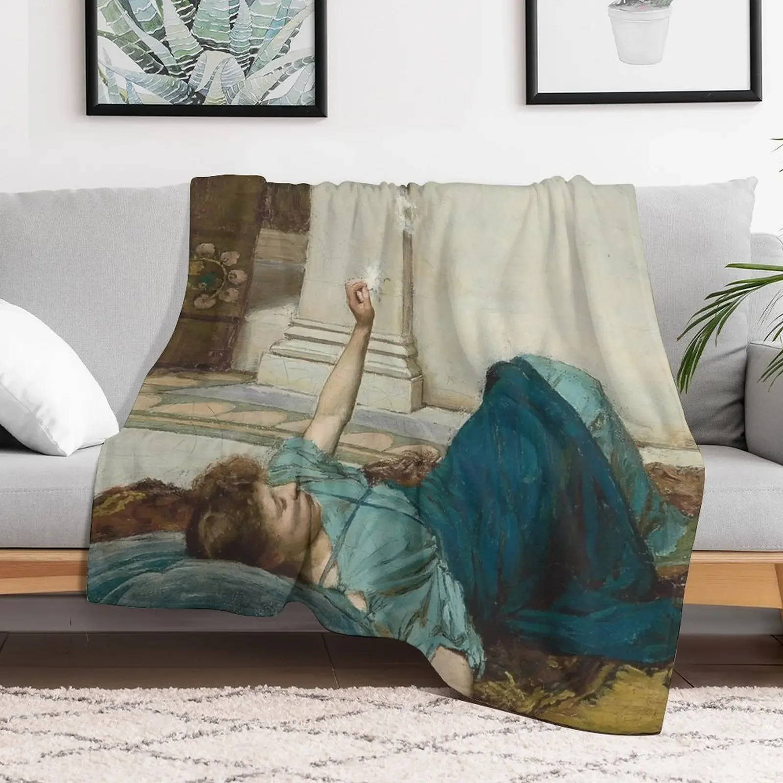 Dolce Far Niente (1879) By John William Waterhouse Throw Blanket Luxurious Soft Blanket Holiday Gift for Family